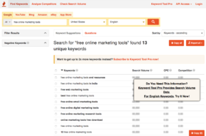 Keyword Tool is a free online marketing web app