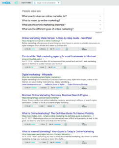 Google's results page with MozBar