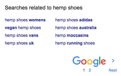 google related searches for a hemp keyword