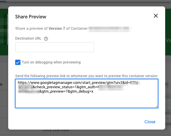 google tag manager share preview mode